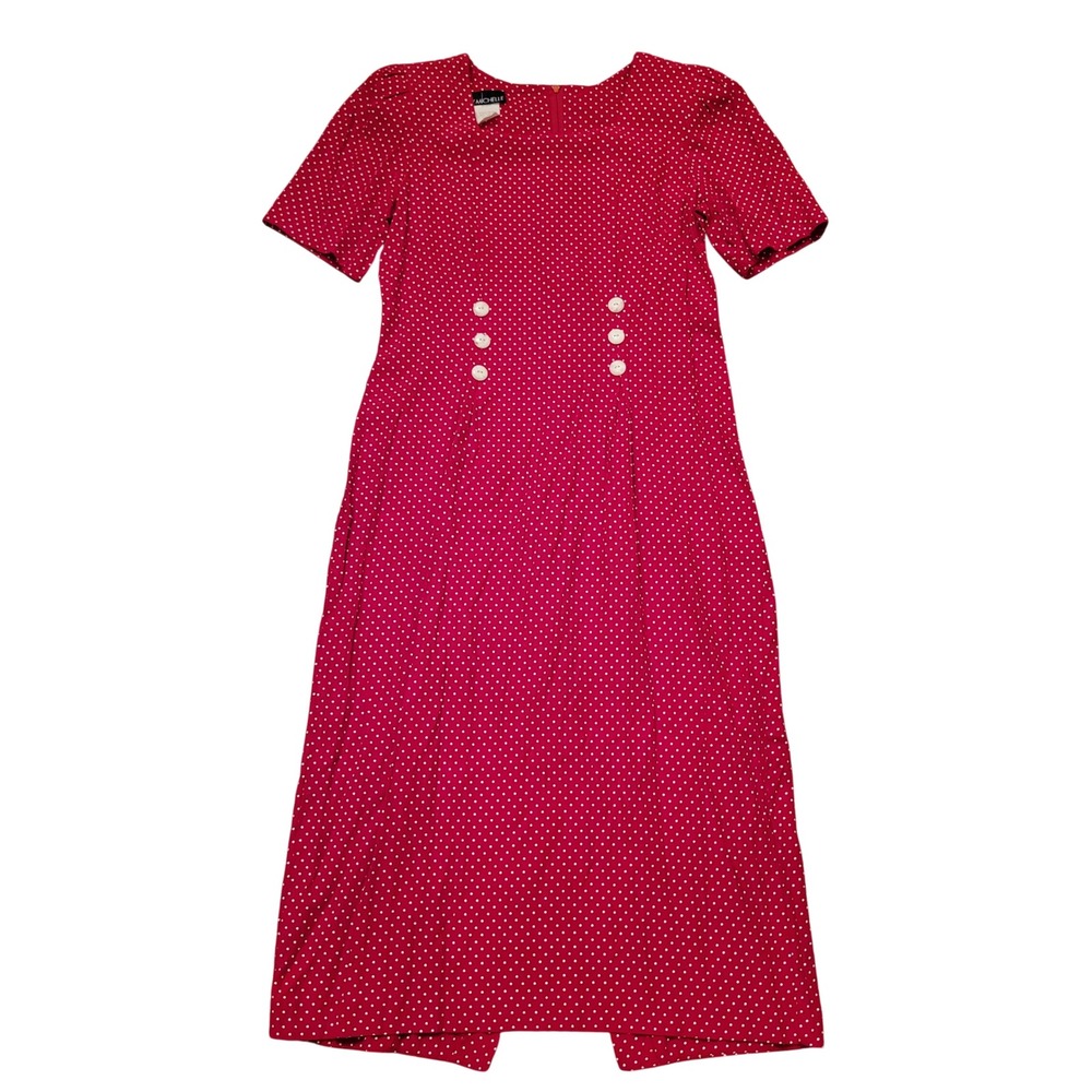 Vintage My Michelle 10 Dress Red Polka Dot‎ Retro Modest School Girl Nautical
